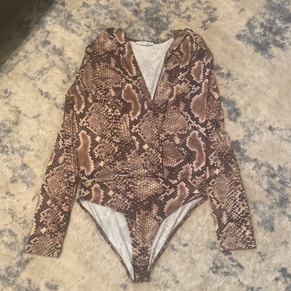 Zara TRF long sleeve snakeprint body suit size small